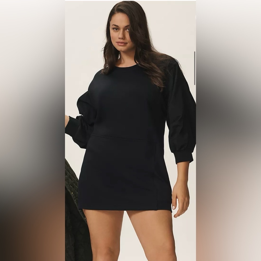 ANTHROPOLOGIE DAILY PRACTICE LONG SLEEVE RELAXED MINI DRESS BLACK SIZE M NWT - Picture 5 of 15